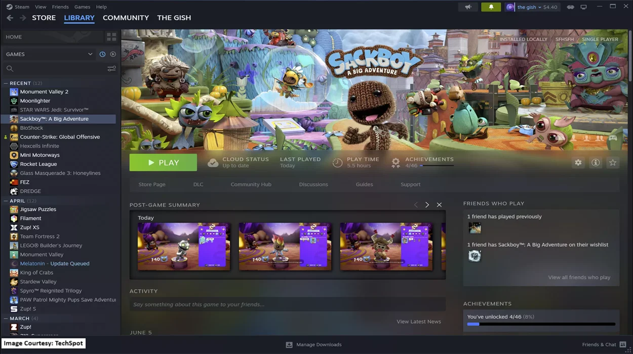 Gaming account on Steam