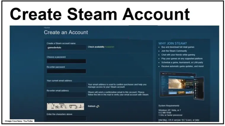 Gaming account on Steam
