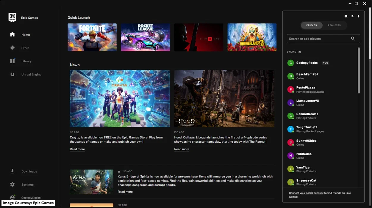 Account on Epic Games Store